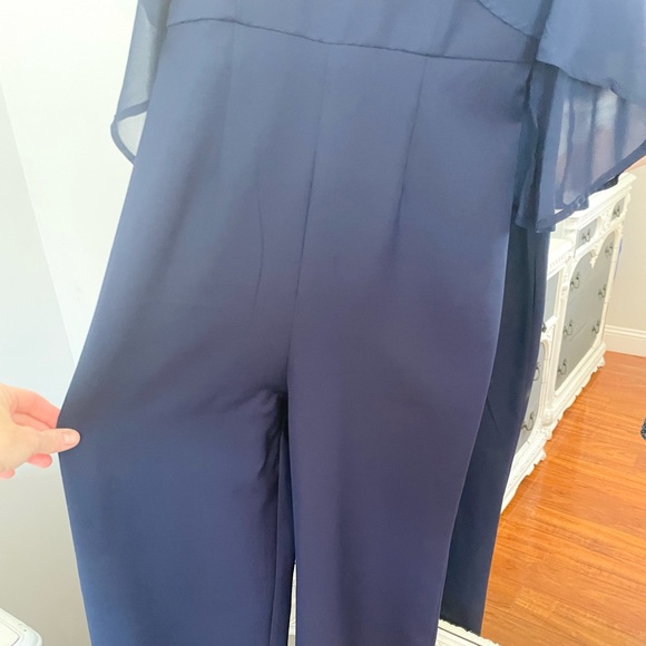 Jay Godfrey Navy Blue Oliver Chiffon Detail Dress Evening Jumpsuit - Picture 9 of 9